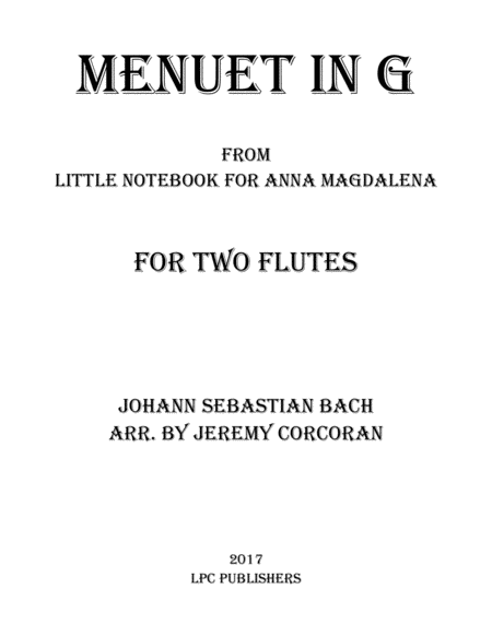 Free Sheet Music Menuet In G For Two Flutes