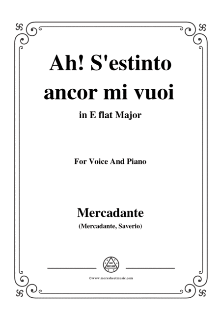 Free Sheet Music Mercadante Ahs Estinto Ancor Mi Vuoi From Donna Caritea In E Flat Major For Voice And Piano