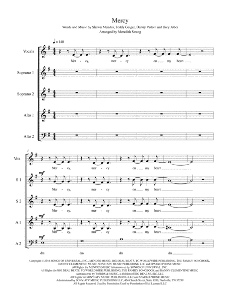 Free Sheet Music Mercy A Cappella