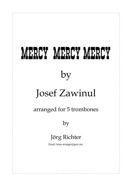 Mercy Mercy Mercy For Trombone Quintet Sheet Music