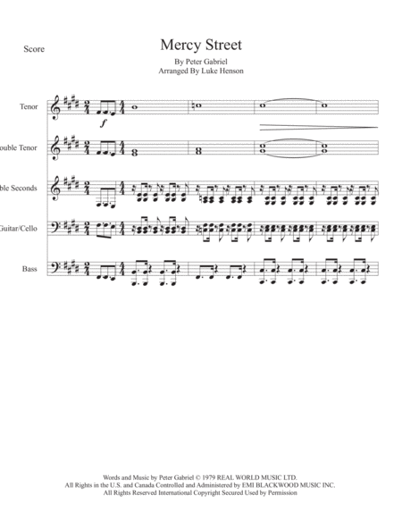 Mercy Street For Steelband Sheet Music