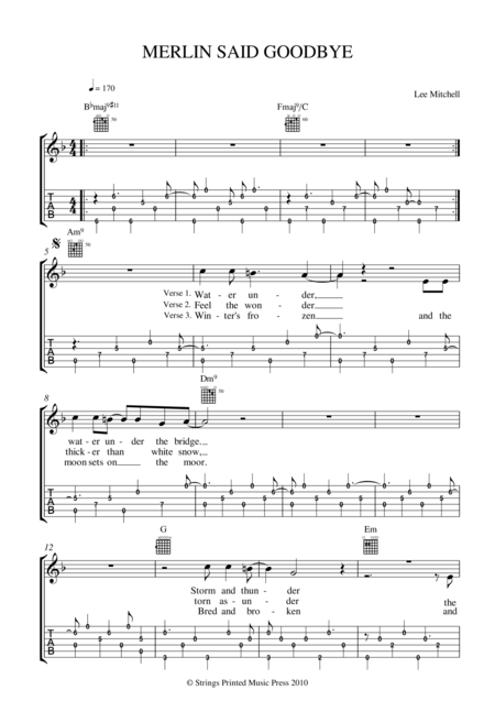 Free Sheet Music Merlin Said Goodbye