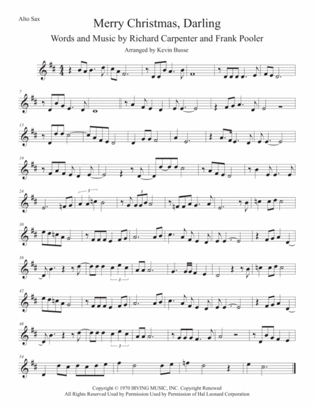 Merry Christmas Darling Alto Sax Sheet Music