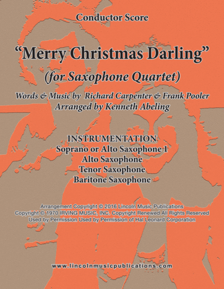 Merry Christmas Darling For Saxophone Quartet Satb Or Aatb Sheet Music