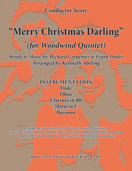 Free Sheet Music Merry Christmas Darling For Woodwind Quintet
