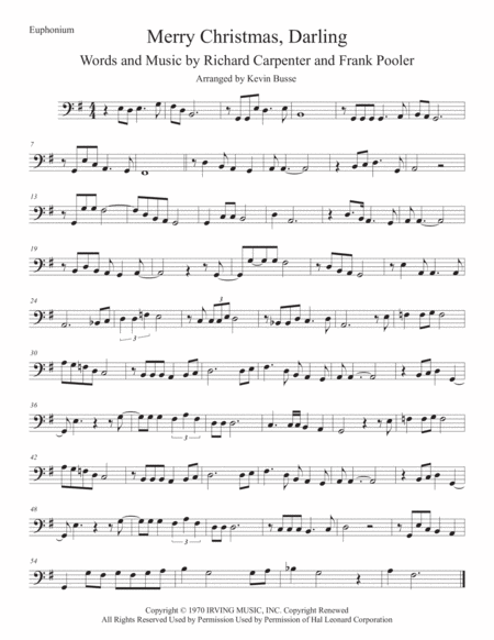 Merry Christmas Darling Original Key Euphonium Sheet Music