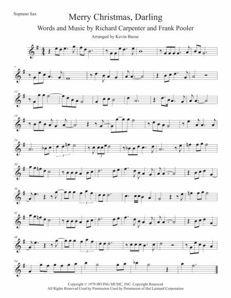 Merry Christmas Darling Soprano Sax Sheet Music