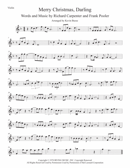 Free Sheet Music Merry Christmas Darling Violin