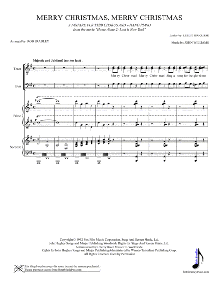 Free Sheet Music Merry Christmas Merry Christmas Ttbb