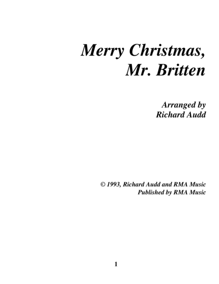 Free Sheet Music Merry Christmas Mr Britten