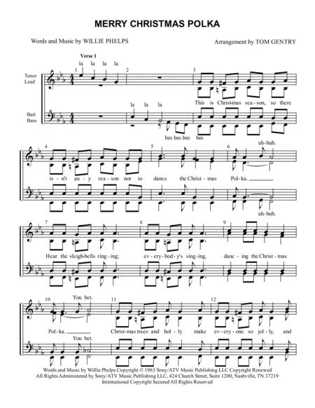 Free Sheet Music Merry Christmas Polka Ssaa