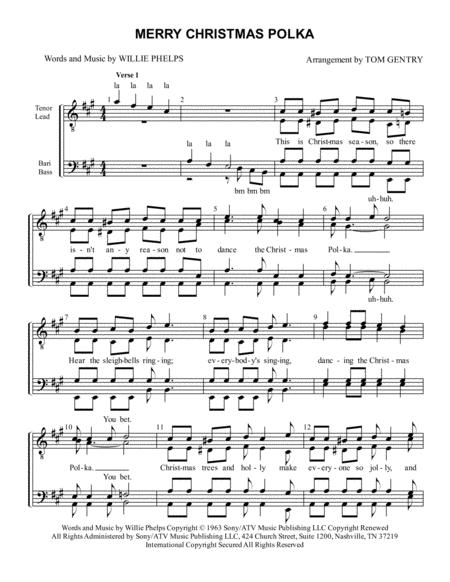 Free Sheet Music Merry Christmas Polka Ttbb