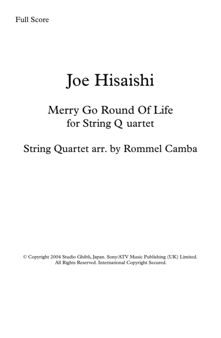 Free Sheet Music Merry Go Round Of Life String Quartet
