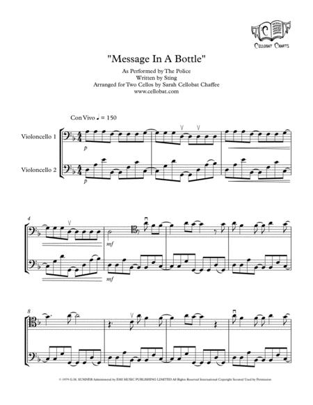 Message In A Bottle Cello Duet The Police Arr Cellobat Sheet Music