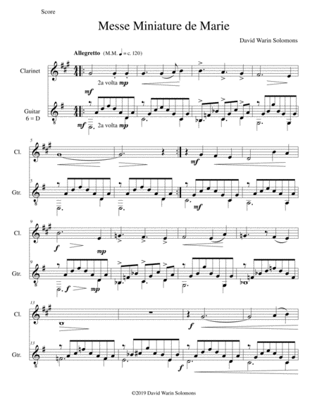 Messe Miniature For Clarinet And Guitar Sheet Music