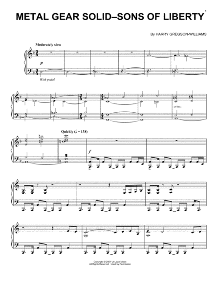 Metal Gear Solid Sons Of Liberty Sheet Music