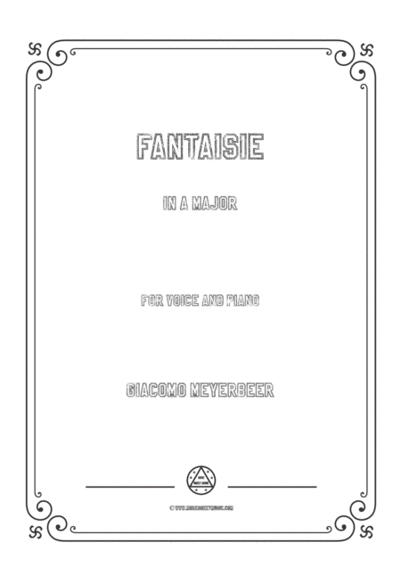 Meyerbeer Fantaisie In A Major For Voice And Piano Sheet Music