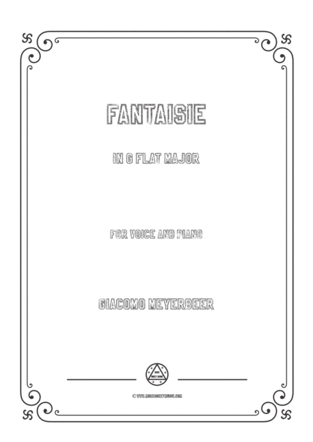 Meyerbeer Fantaisie In G Flat Major For Voice And Piano Sheet Music