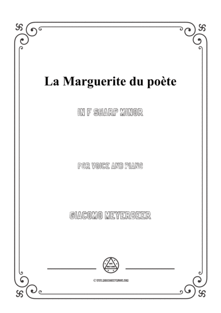 Meyerbeer La Marguerite Du Pote In F Sharp Minor For Voice And Piano Sheet Music