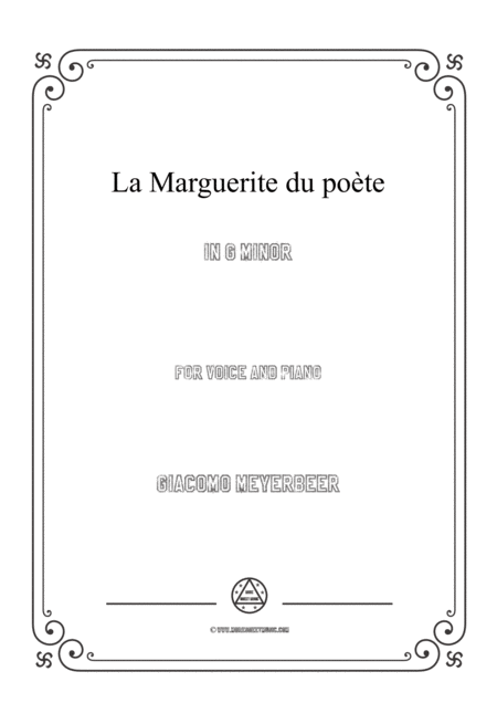 Meyerbeer La Marguerite Du Pote In G Minor For Voice And Piano Sheet Music