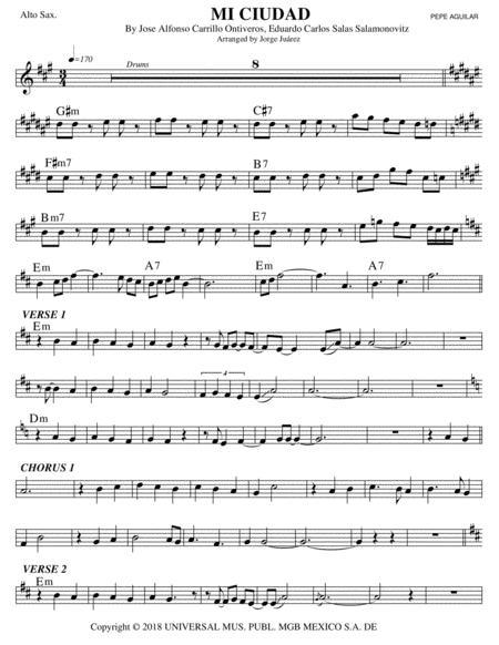 Free Sheet Music Mi Ciudad Alto Sax