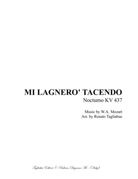 Free Sheet Music Mi Lagnero Tacendo Mozart For Sab Choir