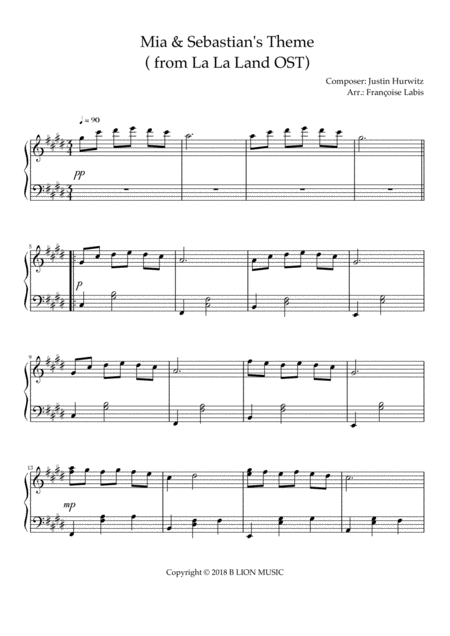 Mia Sebastians Theme La La Land Sheet Music