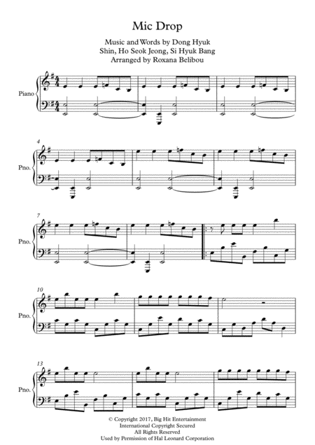 Mic Drop Bts Piano Sheet Music