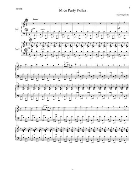 Mice Party Polka Duet Original Composition For Two Accordions By Stas Venglevski Sheet Music