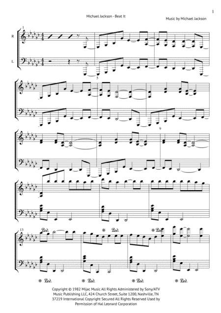 Michael Jackson Beat It Piano Cover Sheet Music