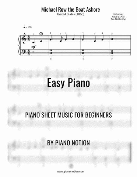 Michael Row The Boat Ashore Easy Piano Solo Sheet Music