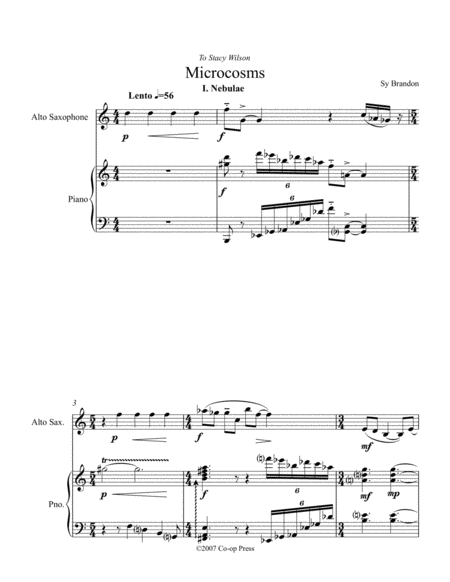 Microcosms For Alto Saxophone And Piano Sheet Music