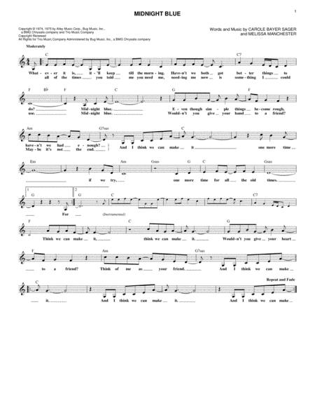 Free Sheet Music Midnight Blue