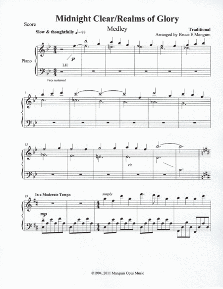 Midnight Clear Realms Of Glory Medley Sheet Music