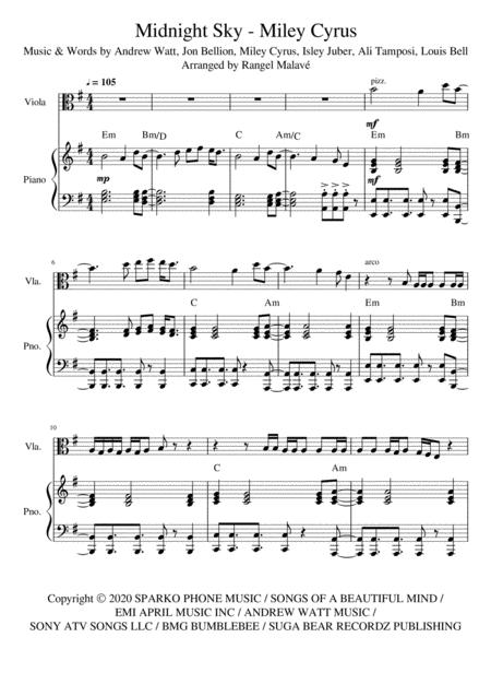 Midnight Sky Viola Piano Sheet Music