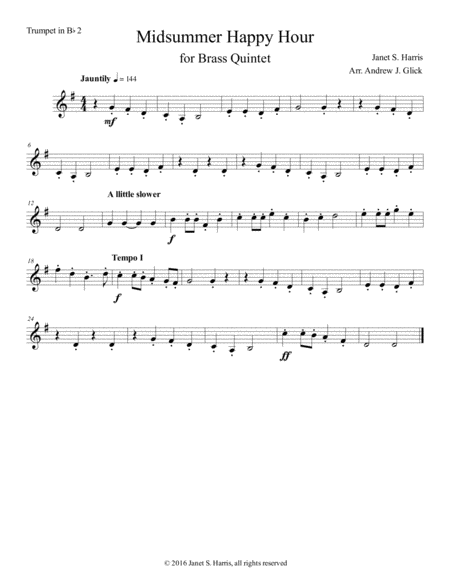 Midsummer Happy Hour Second Trumpet In Bb Sheet Music