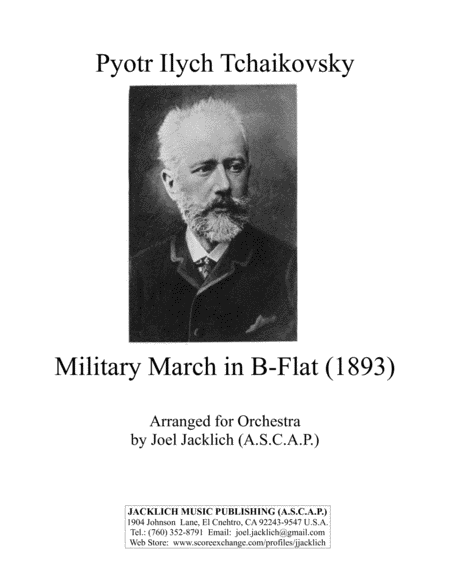 Military March In B Flat 1893 Orchestra Sheet Music