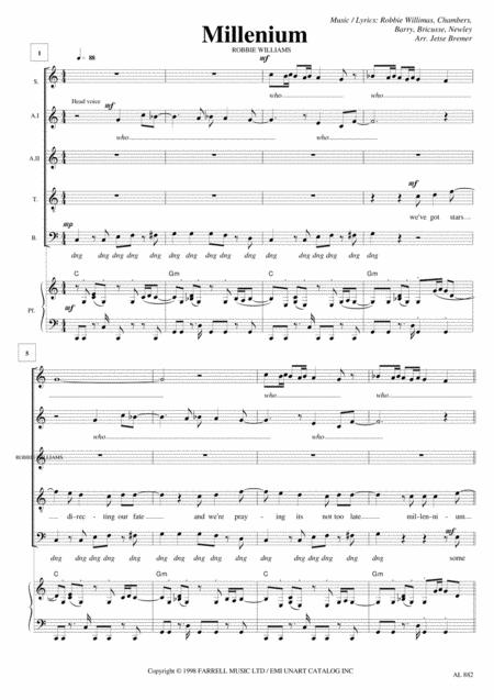 Free Sheet Music Millenium Saatb Piano