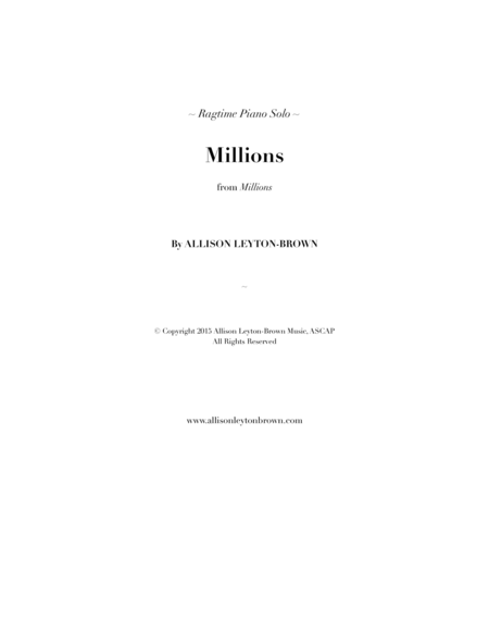 Millions A Ragtime Piano Solo By Allison Leyton Brown Sheet Music