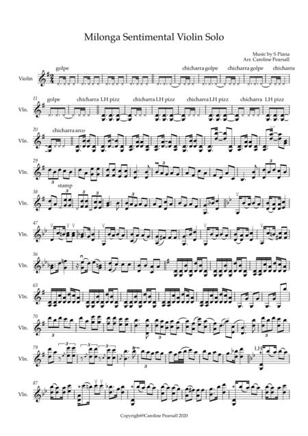 Milonga Sentimental Violin Solo Sheet Music