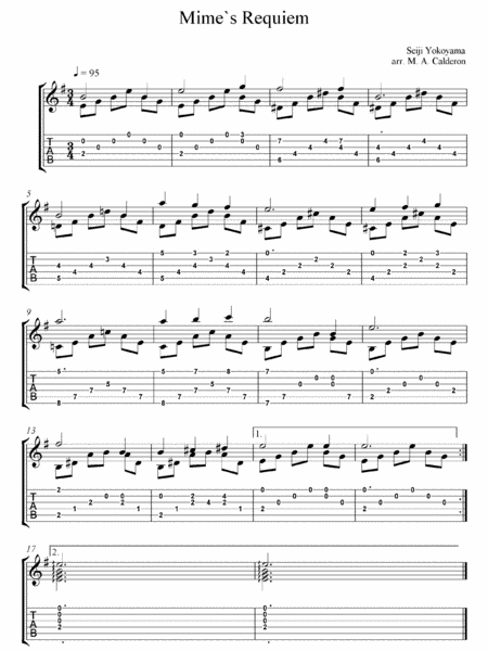 Free Sheet Music Mimes Requiem