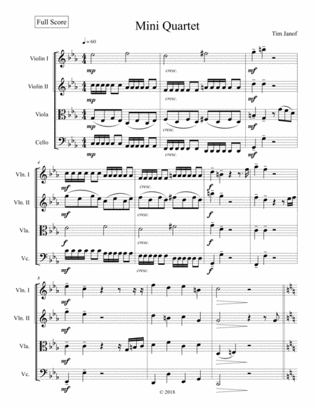 Free Sheet Music Mini String Quartet