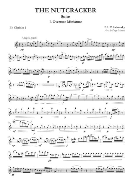 Miniature Overture From Nutcracker Suite For Clarinet Quartet Sheet Music