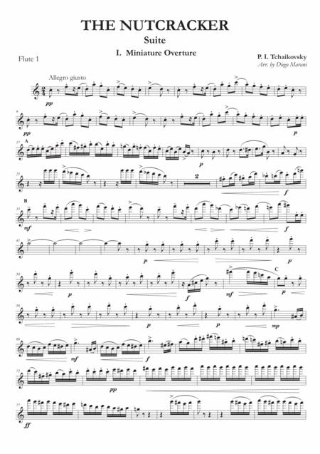 Miniature Overture From Nutcracker Suite For Flute Quartet Sheet Music