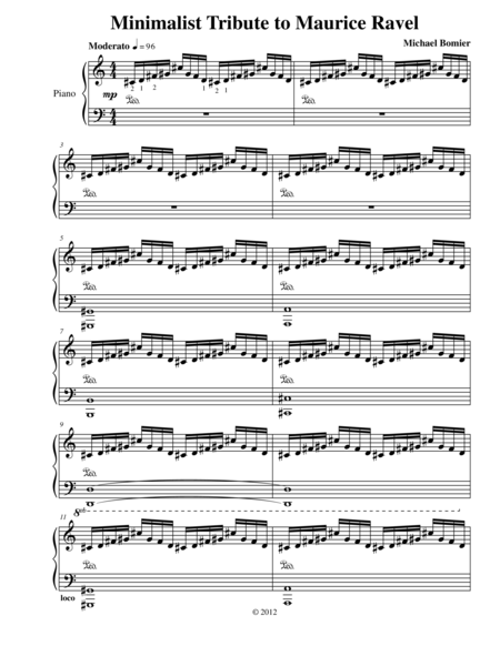 Free Sheet Music Minimalist Tribute To Maurice Ravel For Piano Solo From Three Minimalist Tributes