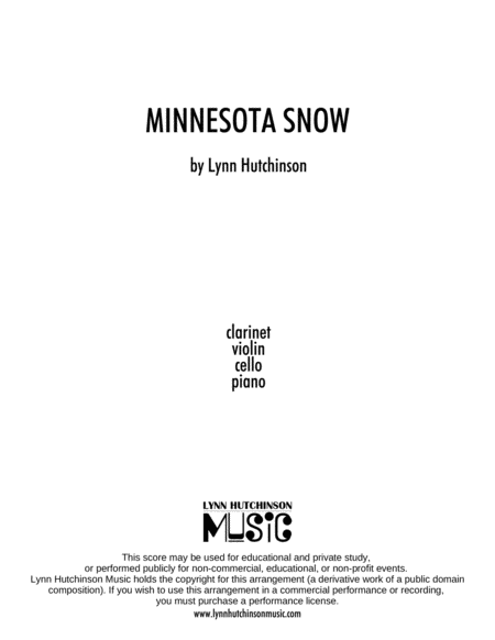 Minnesota Snow Clarinet Piano Trio Sheet Music