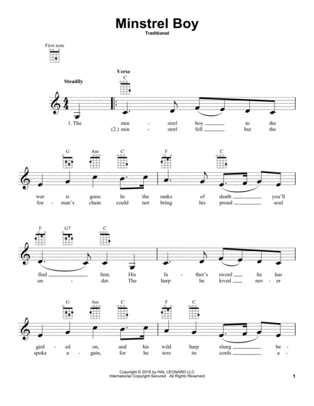 Free Sheet Music Minstrel Boy