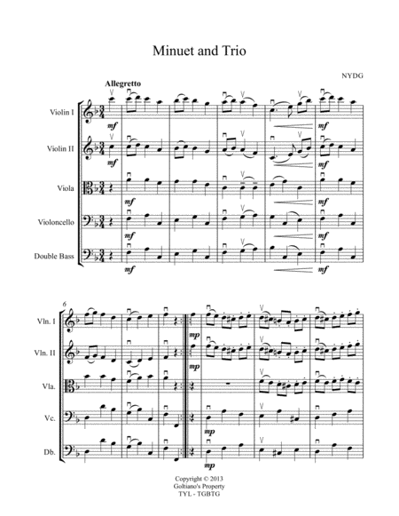 Free Sheet Music Minuet And Trio