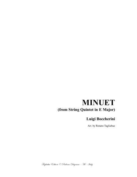 Minuet Boccherini From String Quintet In E Major For Piano Sheet Music