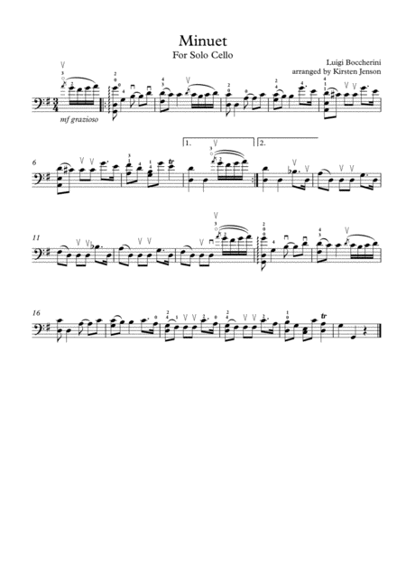 Free Sheet Music Minuet By Boccherini